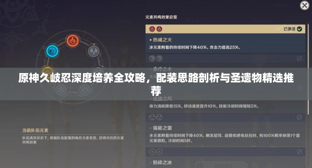 原神久岐忍深度培养全攻略，配装思路剖析与圣遗物精选推荐