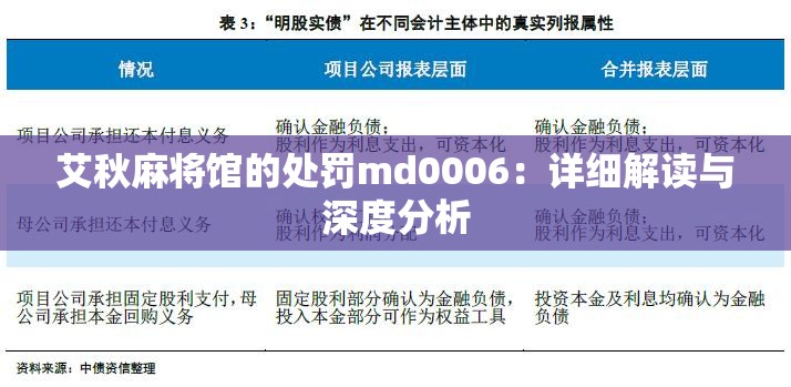 艾秋麻将馆的处罚md0006：详细解读与深度分析