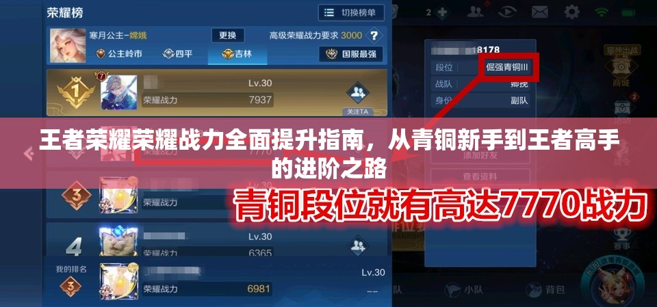 王者荣耀荣耀战力全面提升指南，从青铜新手到王者高手的进阶之路