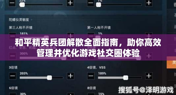 和平精英兵团解散全面指南，助你高效管理并优化游戏社交圈体验