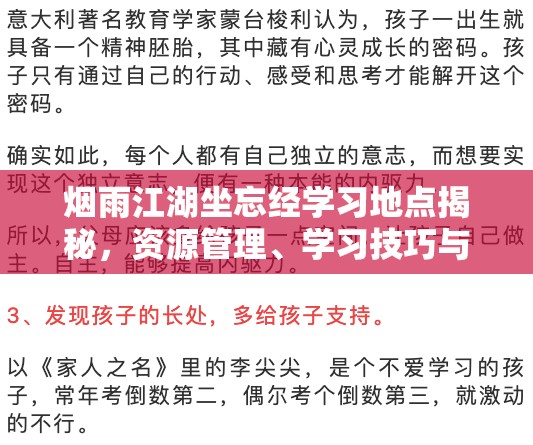 烟雨江湖坐忘经学习地点揭秘，资源管理、学习技巧与避免资源浪费的全面策略