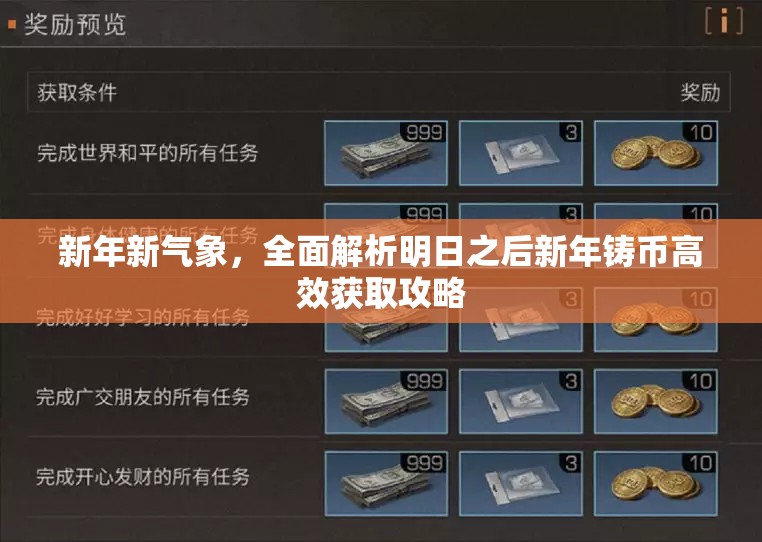 新年新气象，全面解析明日之后新年铸币高效获取攻略