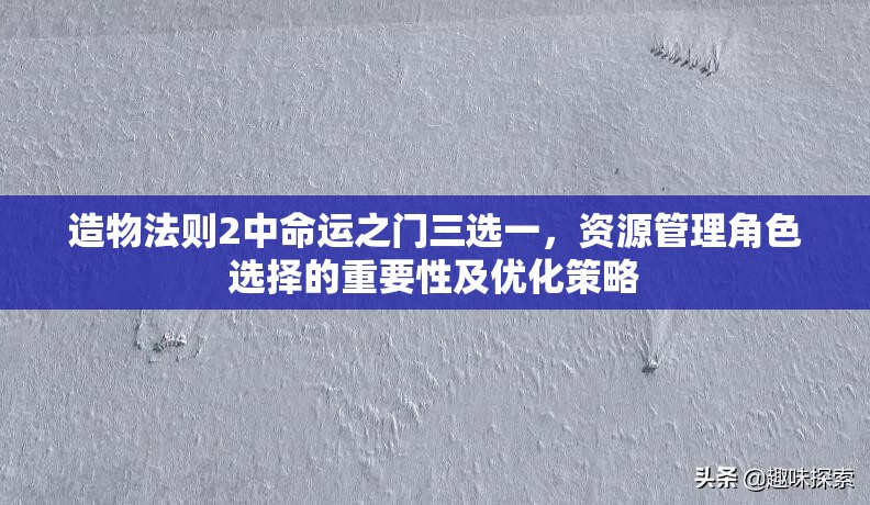 造物法则2中命运之门三选一，资源管理角色选择的重要性及优化策略