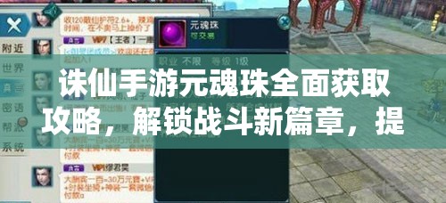 诛仙手游元魂珠全面获取攻略，解锁战斗新篇章，提升实力必备指南