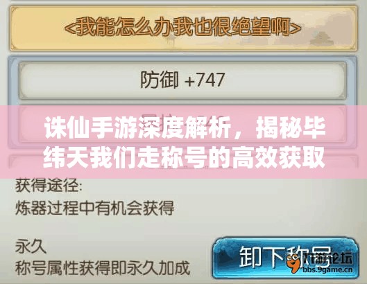 诛仙手游深度解析，揭秘毕纬天我们走称号的高效获取秘籍