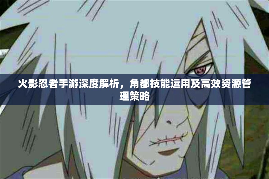 火影忍者手游深度解析，角都技能运用及高效资源管理策略
