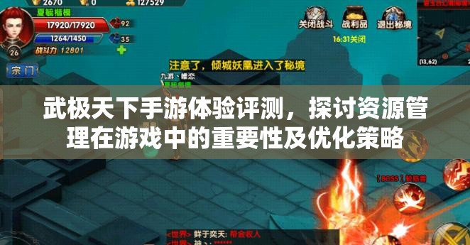 武极天下手游体验评测，探讨资源管理在游戏中的重要性及优化策略