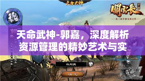 天命武神-郭嘉，深度解析资源管理的精妙艺术与实战策略