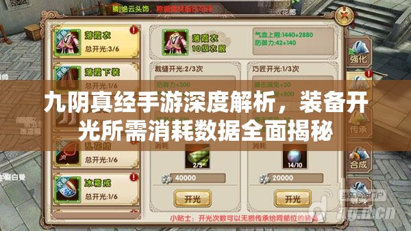 九阴真经手游深度解析，装备开光所需消耗数据全面揭秘