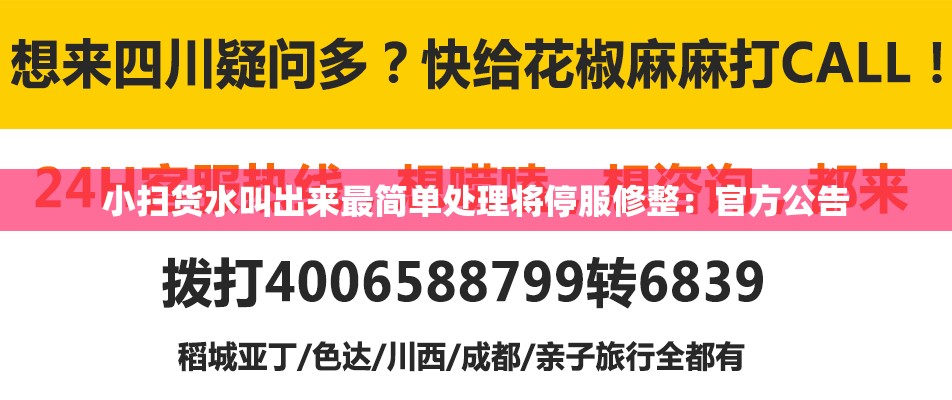 小扫货水叫出来最简单处理将停服修整：官方公告