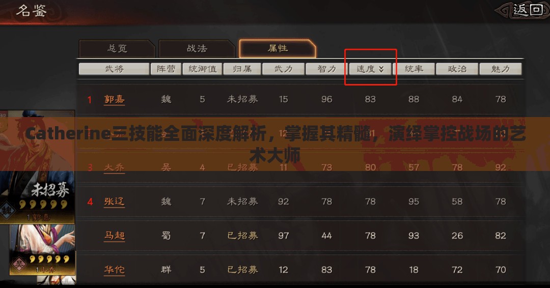Catherine三技能全面深度解析，掌握其精髓，演绎掌控战场的艺术大师