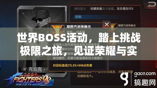 世界BOSS活动，踏上挑战极限之旅，见证荣耀与实力的巅峰对决