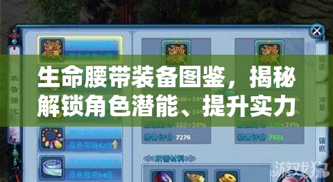 生命腰带装备图鉴，揭秘解锁角色潜能、提升实力的神秘装备
