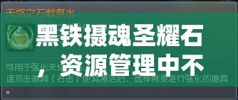 黑铁摄魂圣耀石，资源管理中不可或缺的璀璨管理与优化明珠