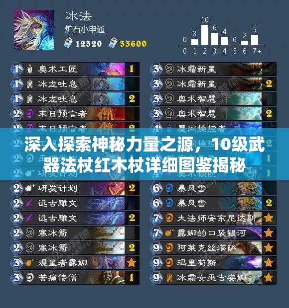 深入探索神秘力量之源，10级武器法杖红木杖详细图鉴揭秘