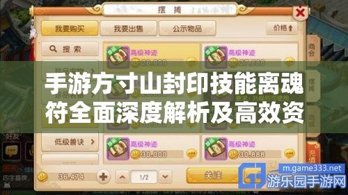 手游方寸山封印技能离魂符全面深度解析及高效资源管理策略