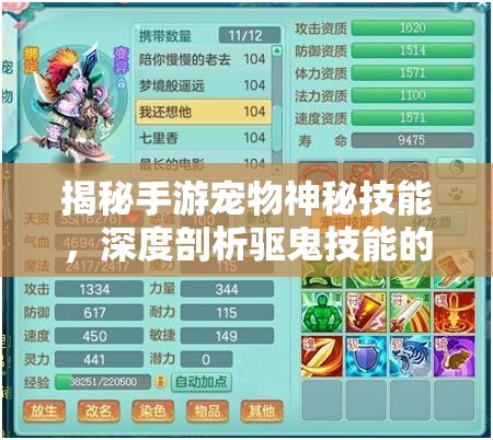 揭秘手游宠物神秘技能，深度剖析驱鬼技能的效果与应用