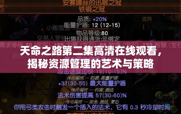 天命之路第二集高清在线观看，揭秘资源管理的艺术与策略