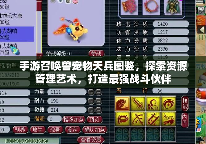 手游召唤兽宠物天兵图鉴，探索资源管理艺术，打造最强战斗伙伴