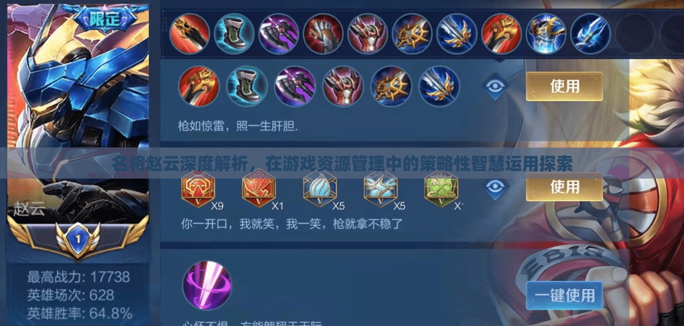 名将赵云深度解析，在游戏资源管理中的策略性智慧运用探索
