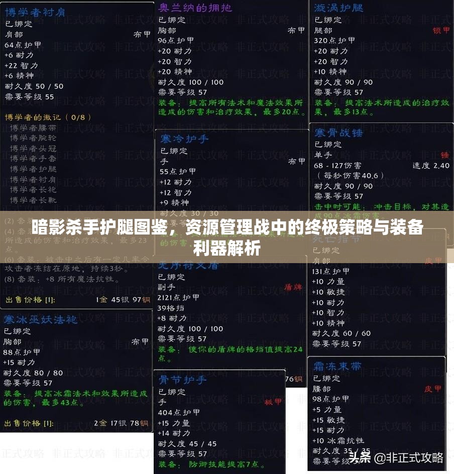 暗影杀手护腿图鉴，资源管理战中的终极策略与装备利器解析