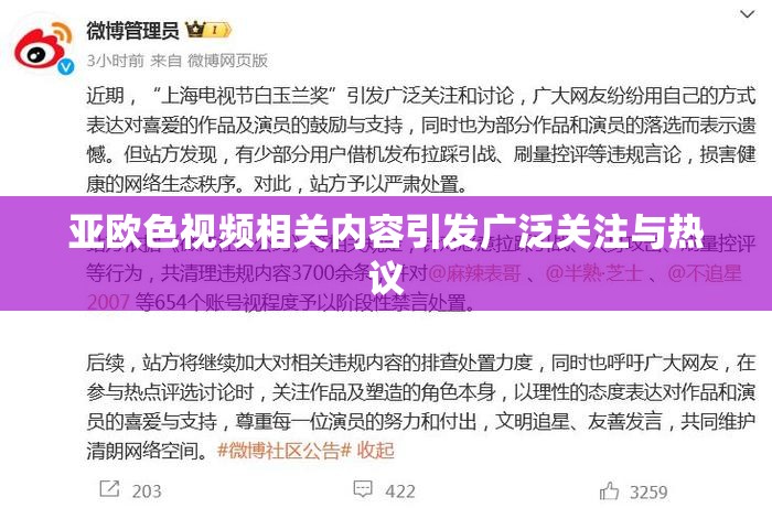 亚欧色视频相关内容引发广泛关注与热议