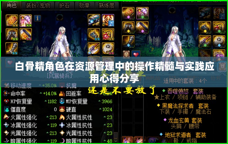 白骨精角色在资源管理中的操作精髓与实践应用心得分享