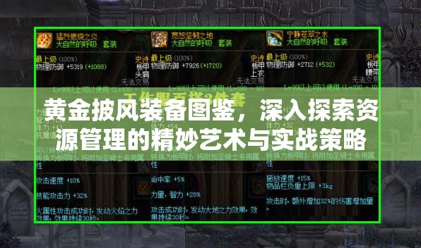 黄金披风装备图鉴，深入探索资源管理的精妙艺术与实战策略