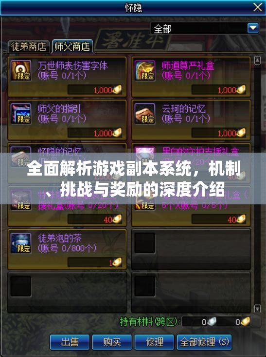 全面解析游戏副本系统，机制、挑战与奖励的深度介绍