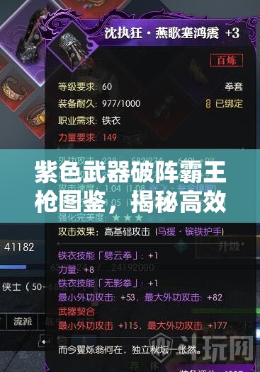 紫色武器破阵霸王枪图鉴，揭秘高效资源管理的艺术与策略