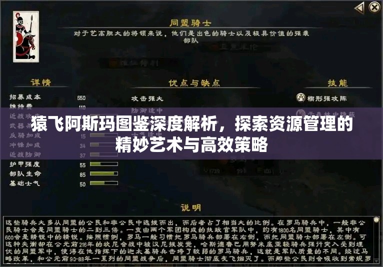 猿飞阿斯玛图鉴深度解析，探索资源管理的精妙艺术与高效策略