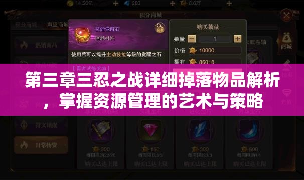第三章三忍之战详细掉落物品解析，掌握资源管理的艺术与策略