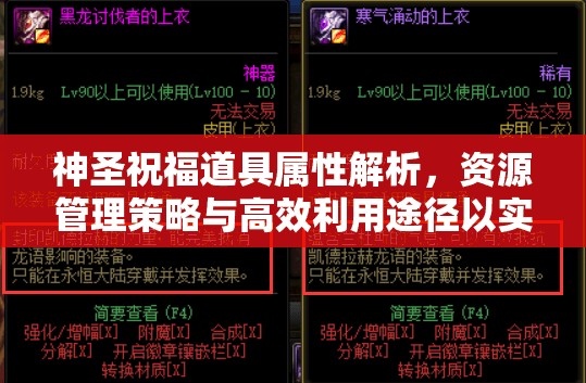 神圣祝福道具属性解析，资源管理策略与高效利用途径以实现价值最大化