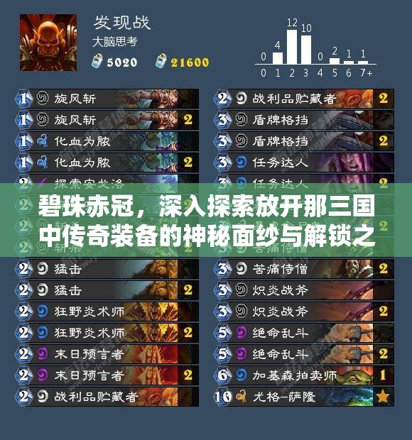 碧珠赤冠，深入探索放开那三国中传奇装备的神秘面纱与解锁之道