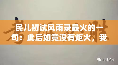 民儿初试风雨录最火的一句：此后如竟没有炬火，我便是唯一的光