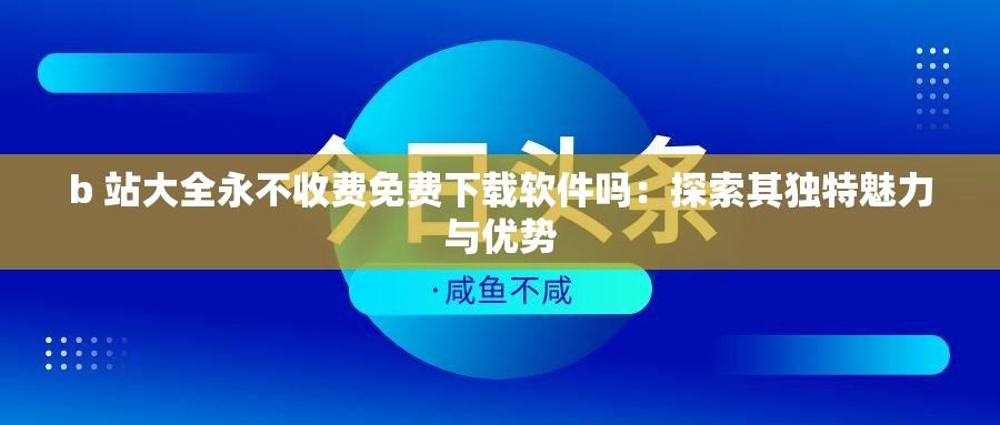 b 站大全永不收费免费下载软件吗：探索其独特魅力与优势