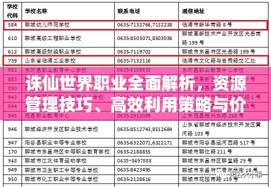 诛仙世界职业全面解析，资源管理技巧、高效利用策略与价值最大化途径