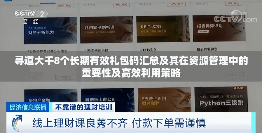 寻道大千8个长期有效礼包码汇总及其在资源管理中的重要性及高效利用策略
