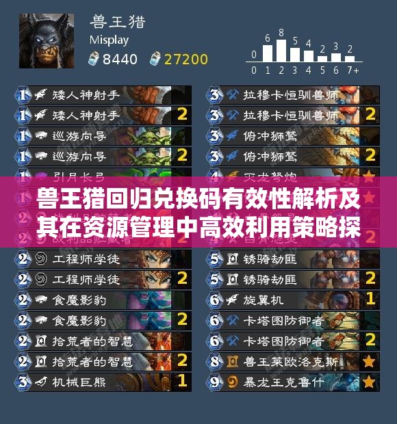 兽王猎回归兑换码有效性解析及其在资源管理中高效利用策略探讨