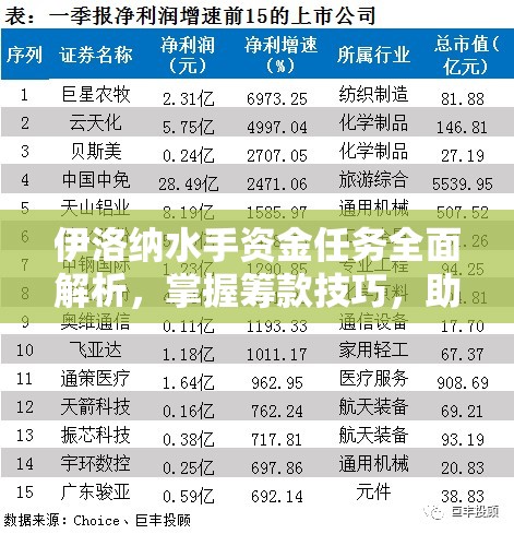 伊洛纳水手资金任务全面解析，掌握筹款技巧，助你名声大噪财富倍增