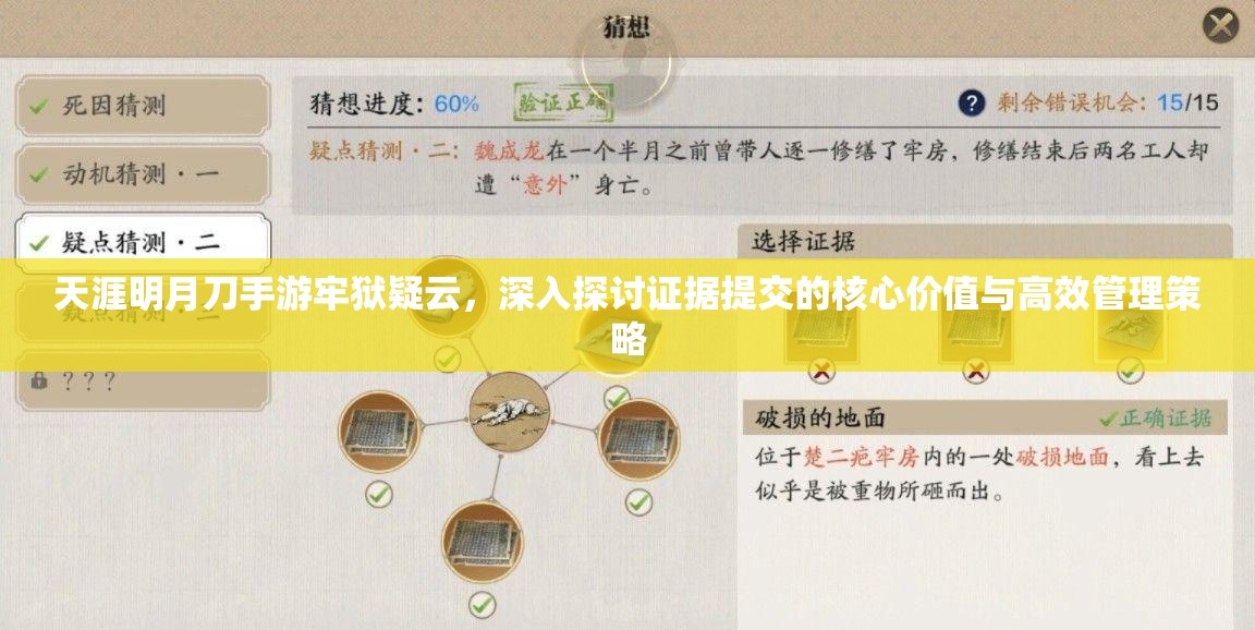 天涯明月刀手游牢狱疑云，深入探讨证据提交的核心价值与高效管理策略