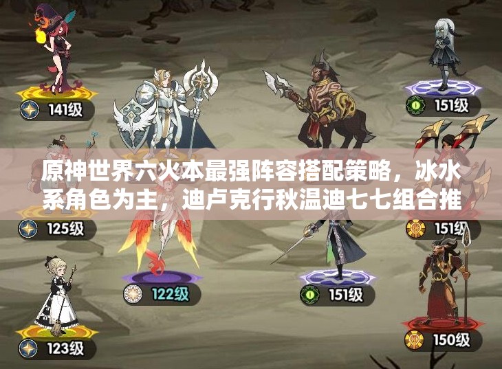原神世界六火本最强阵容搭配策略，冰水系角色为主，迪卢克行秋温迪七七组合推荐