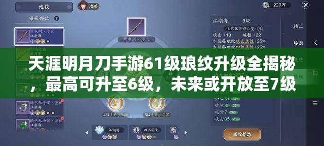 天涯明月刀手游61级琅纹升级全揭秘，最高可升至6级，未来或开放至7级