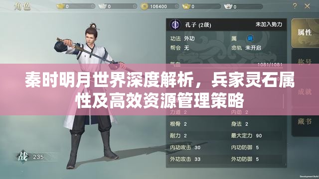 秦时明月世界深度解析，兵家灵石属性及高效资源管理策略