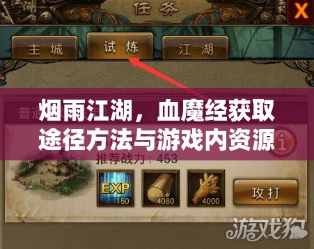 烟雨江湖，血魔经获取途径方法与游戏内资源管理策略详解