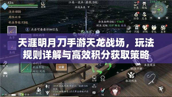 天涯明月刀手游天龙战场，玩法规则详解与高效积分获取策略