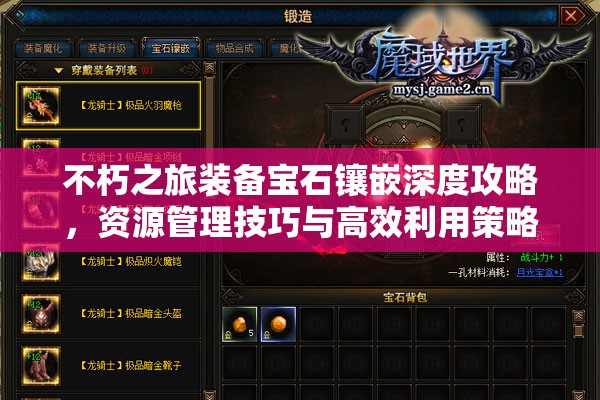 不朽之旅装备宝石镶嵌深度攻略，资源管理技巧与高效利用策略以最大化价值