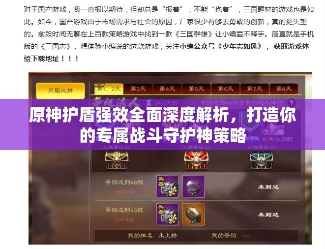 原神护盾强效全面深度解析，打造你的专属战斗守护神策略