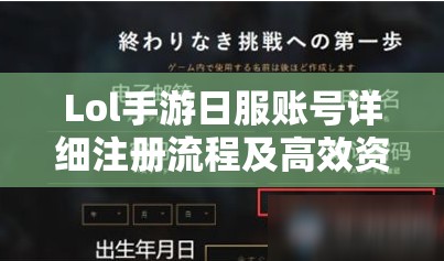 Lol手游日服账号详细注册流程及高效资源管理策略指南