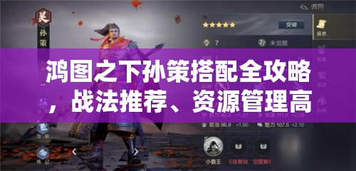 鸿图之下孙策搭配全攻略，战法推荐、资源管理高效利用及防浪费技巧